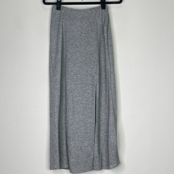 Zara Double Front Slit Wool Blend Ribbed Midi Skirt Women's Size Small - Picture 7 of 7